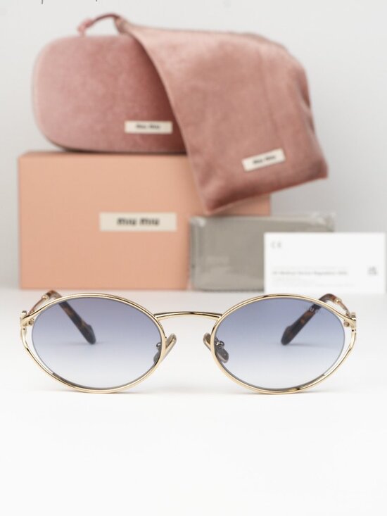 Miu Miu Women Sunglasses Gold Blue Gradient Clear Oval MU52YS ZVN80O BRAND NEW main image 7